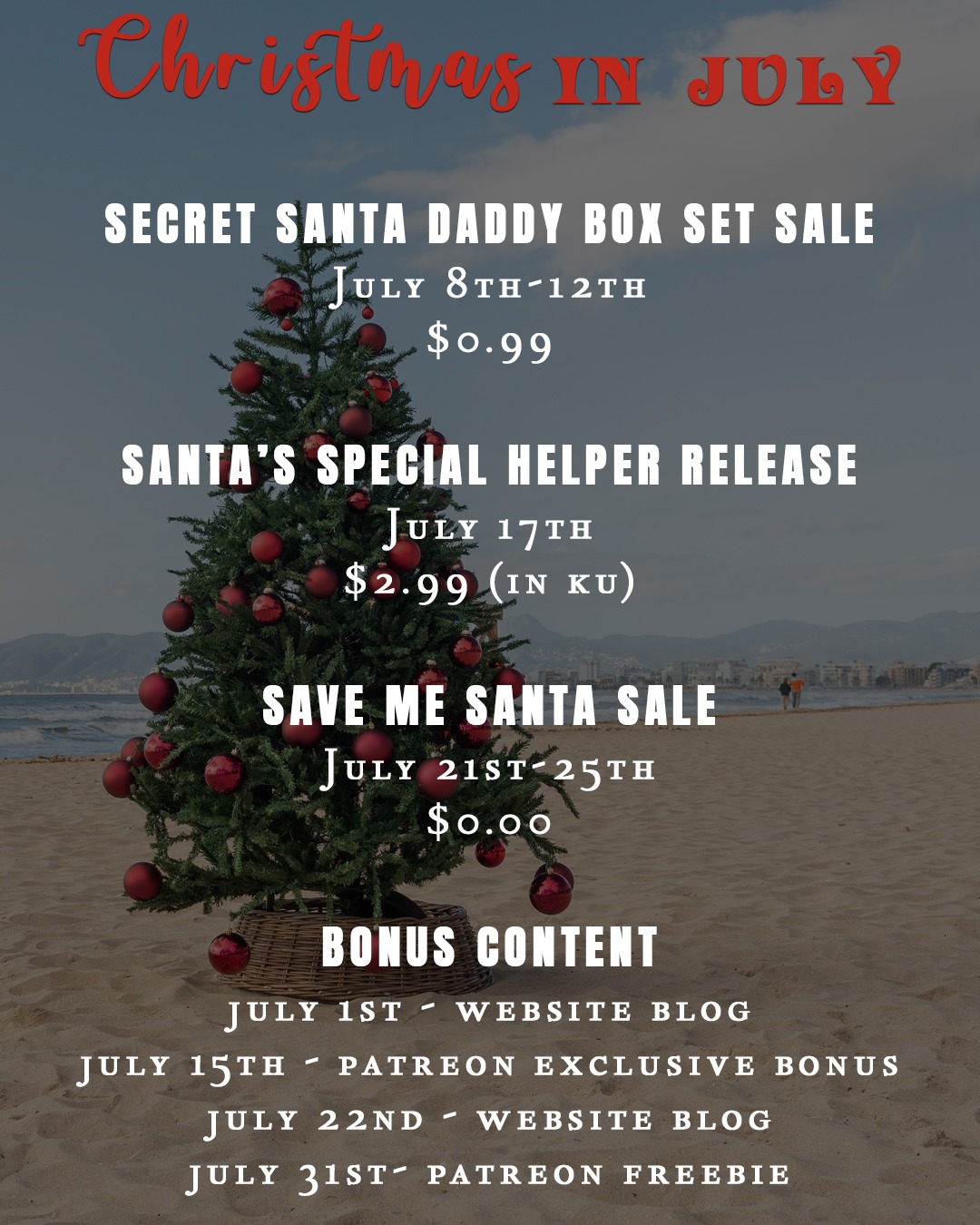 Christmas in July Promo graphic - Shaw Montgomery MA Innes
