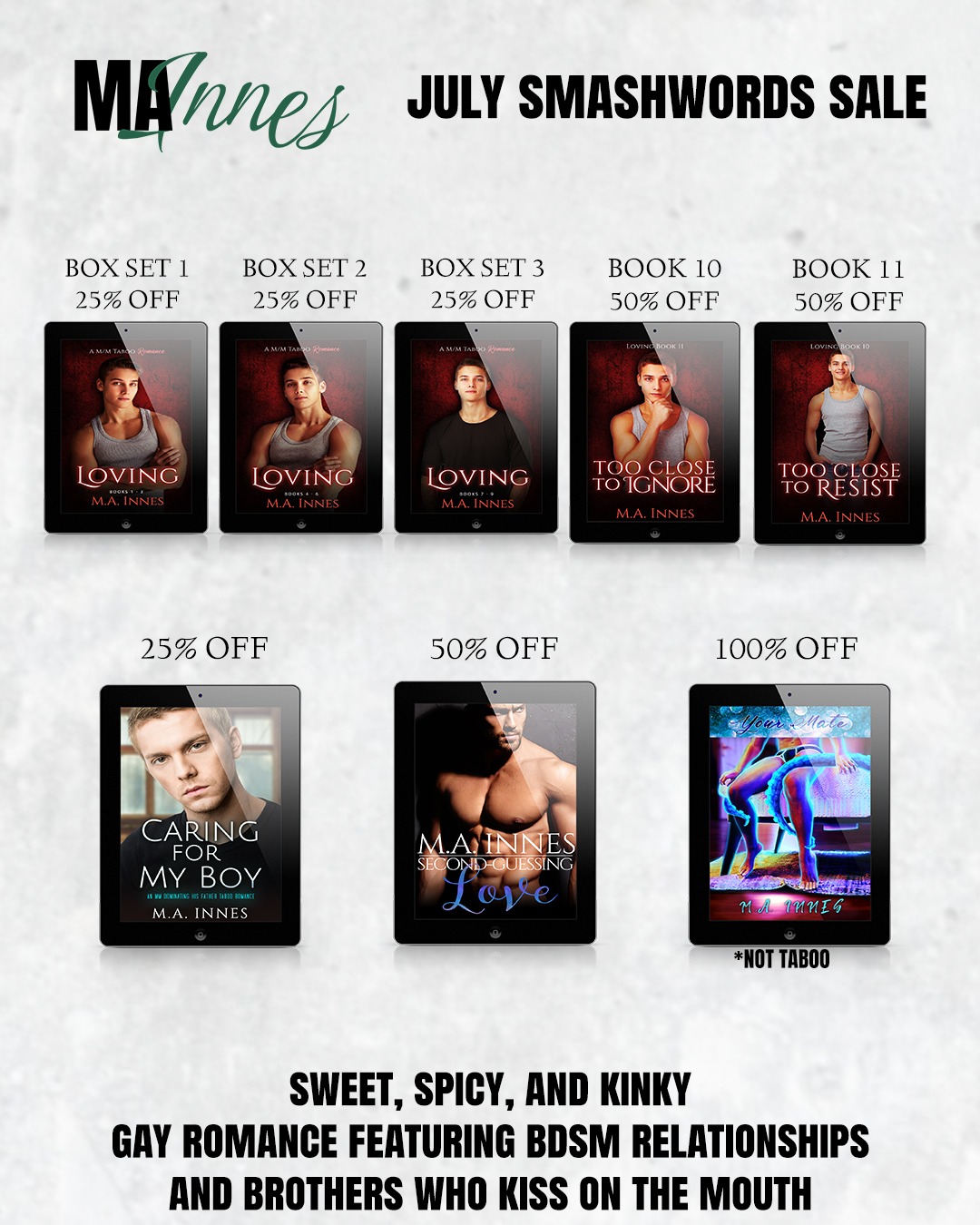 Smashwords Summer Sale 2027 promo image for MA Innes